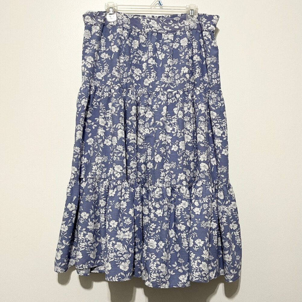 LC Lauren Conrad Womens Tiered Maxi Skirt XL Floral Cottagecore Prairie Country
